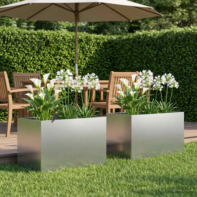Vidaxl plantenbak 2 st zilver 50 x 40 x 40 cm gegalvaniseerd staal