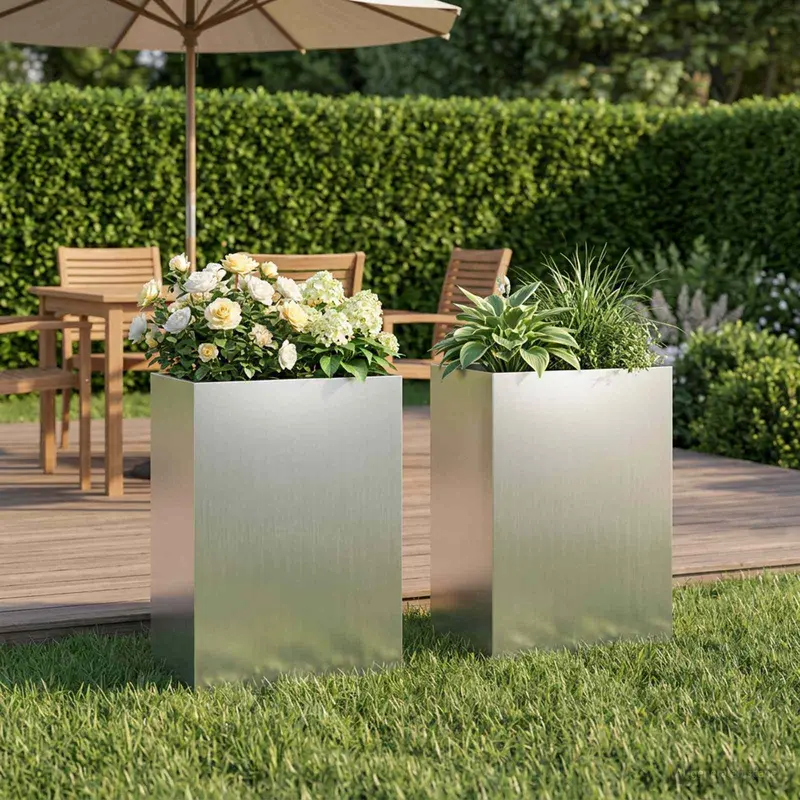 Vidaxl plantenbak 2 st zilver 50 x 40 x 75 cm gegalvaniseerd staal