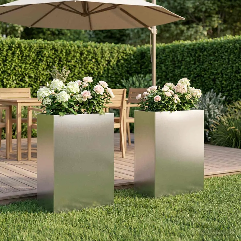Vidaxl plantenbak 2 st zilver 50 x 40 x 75 cm roestvrij staal