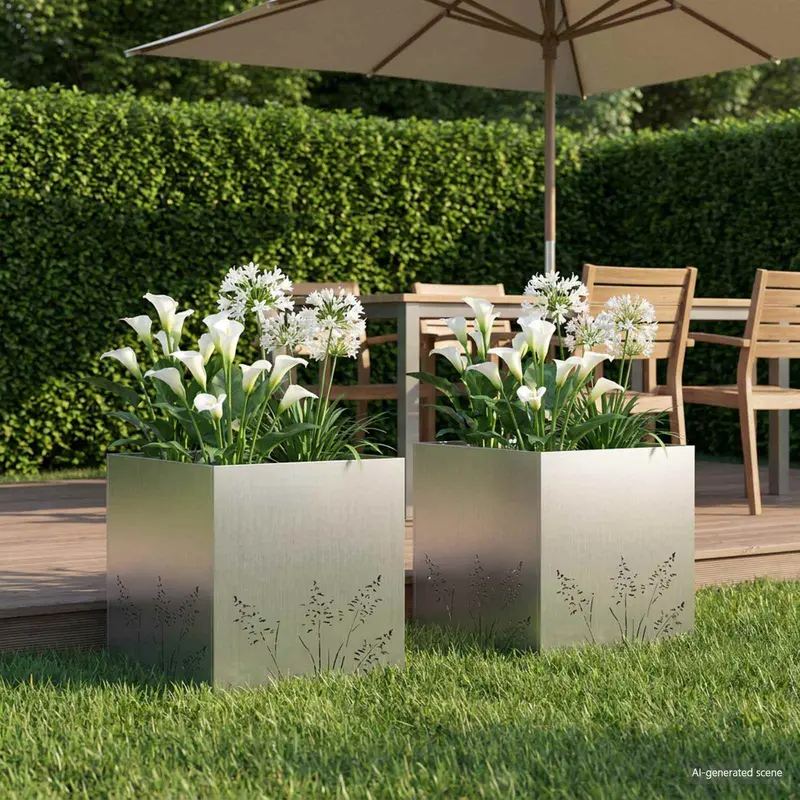 Vidaxl plantenbak 2 st zilver 50 x 50 x 49 cm gegalvaniseerd staal