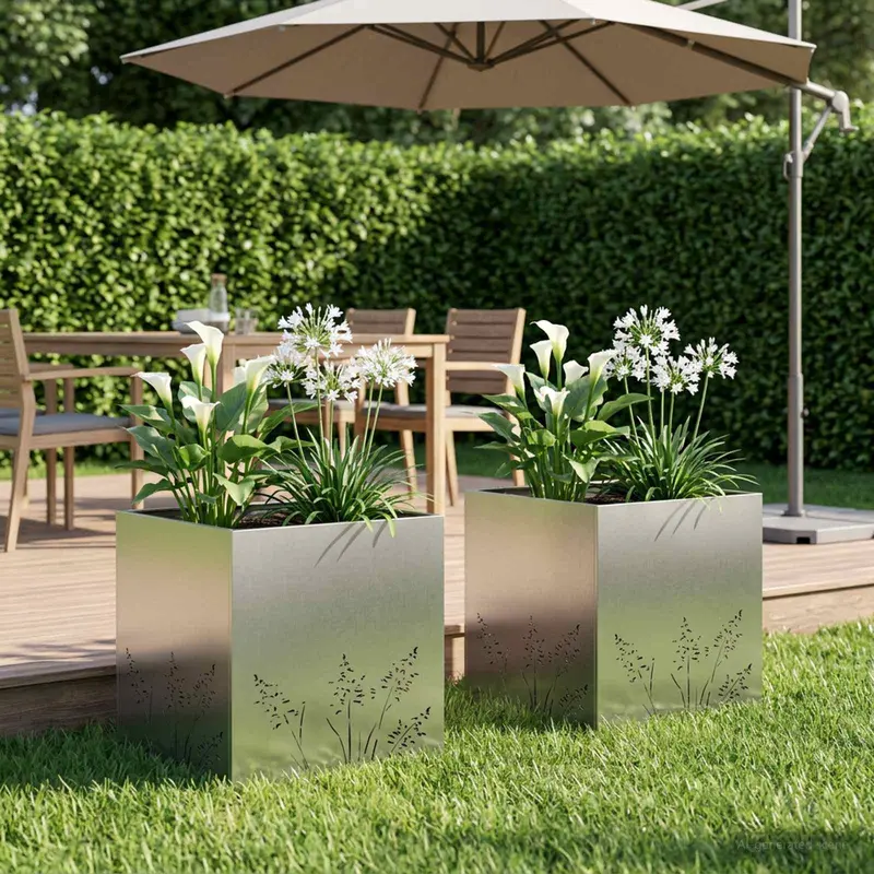 Vidaxl plantenbak 2 st zilver 50 x 50 x 49 cm roestvrij staal