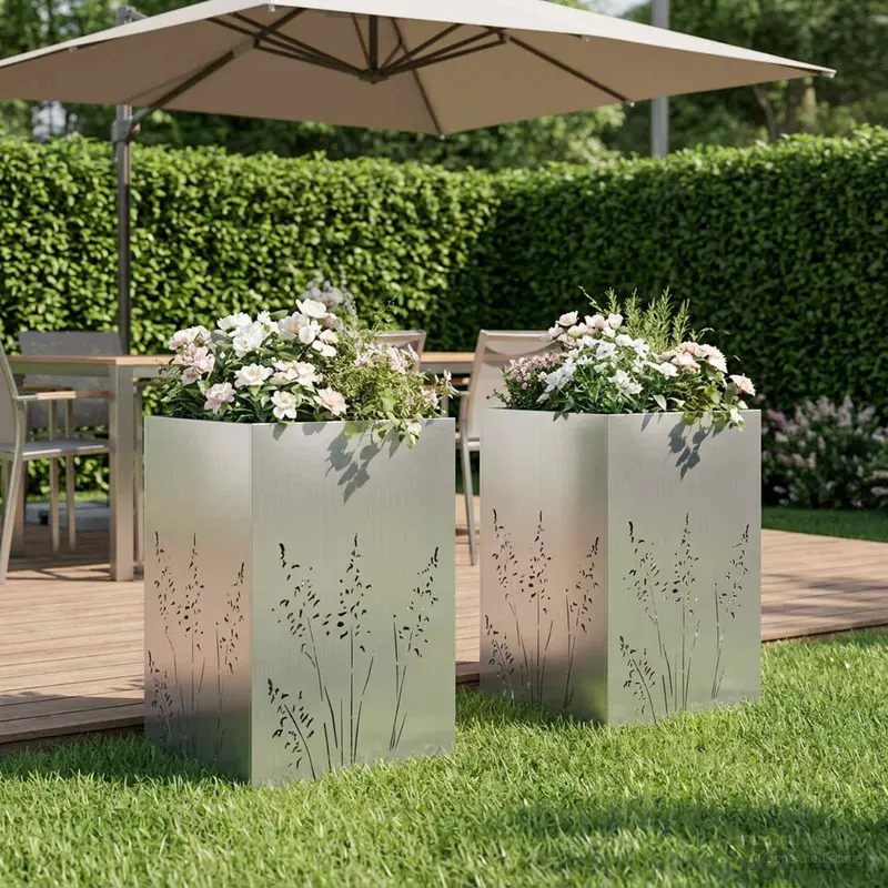 Vidaxl plantenbak 2 st zilver 50 x 50 x 75 cm gegalvaniseerd staal
