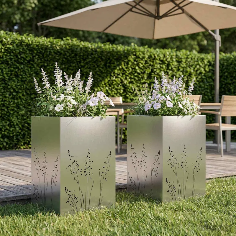 Vidaxl plantenbak 2 st zilver 50 x 50 x 75 cm roestvrij staal