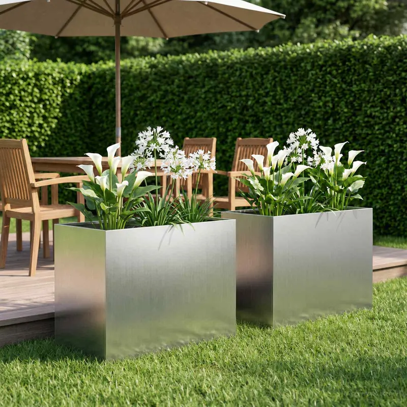 Vidaxl plantenbak 2 st zilver 60 x 40 x 50 cm gegalvaniseerd staal