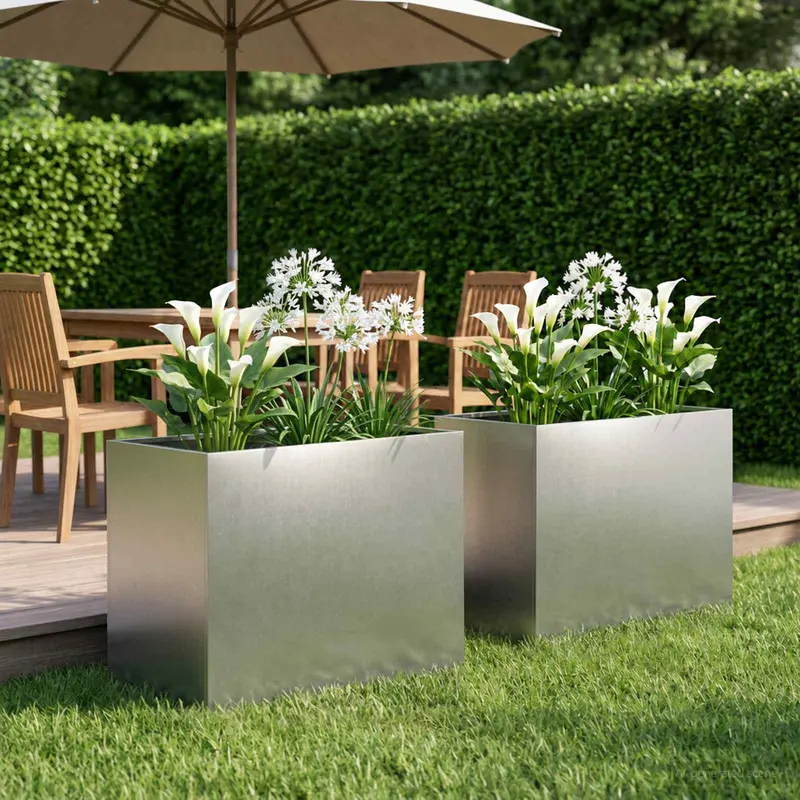 Vidaxl plantenbak 2 st zilver 60 x 40 x 50 cm roestvrij staal