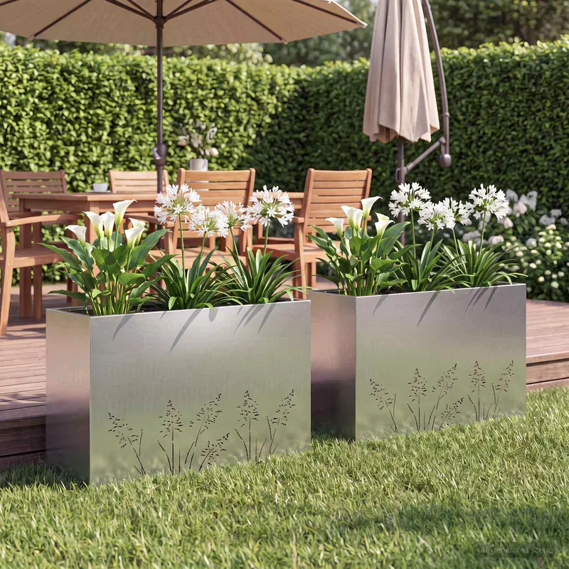 Vidaxl plantenbak 2 st zilver 80 x 20 x 49 cm gegalvaniseerd staal