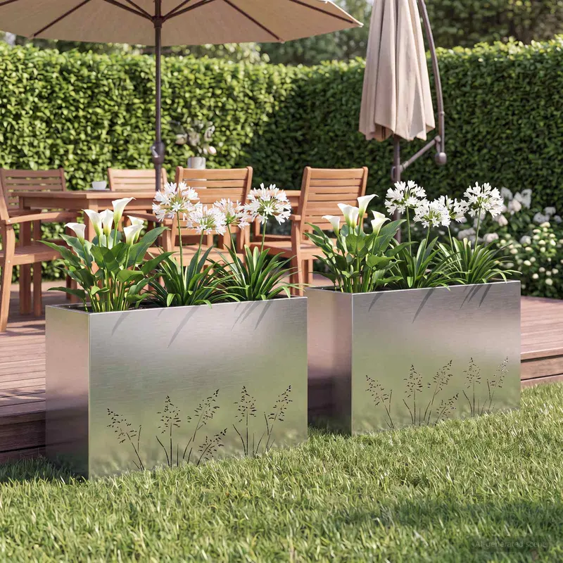 Vidaxl plantenbak 2 st zilver 80 x 20 x 49 cm roestvrij staal