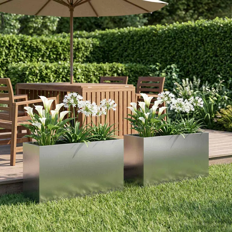 Vidaxl plantenbak 2 st zilver 80 x 40 x 50 cm gegalvaniseerd staal