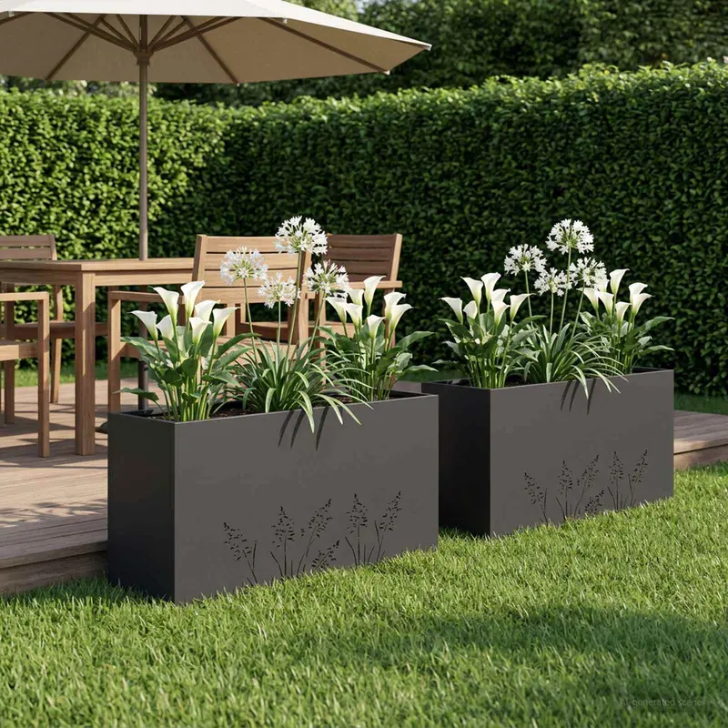 Vidaxl plantenbak 2 st zwart 100 x 20 x 49 cm koudgewalst staal