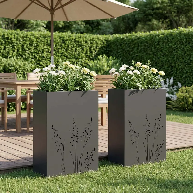Vidaxl plantenbak 2 st zwart 50 x 30 x 75 cm koudgewalst staal