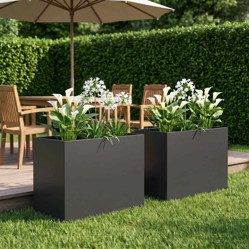 Vidaxl plantenbak 2 st zwart 50 x 40 x 50 cm koudgewalst staal
