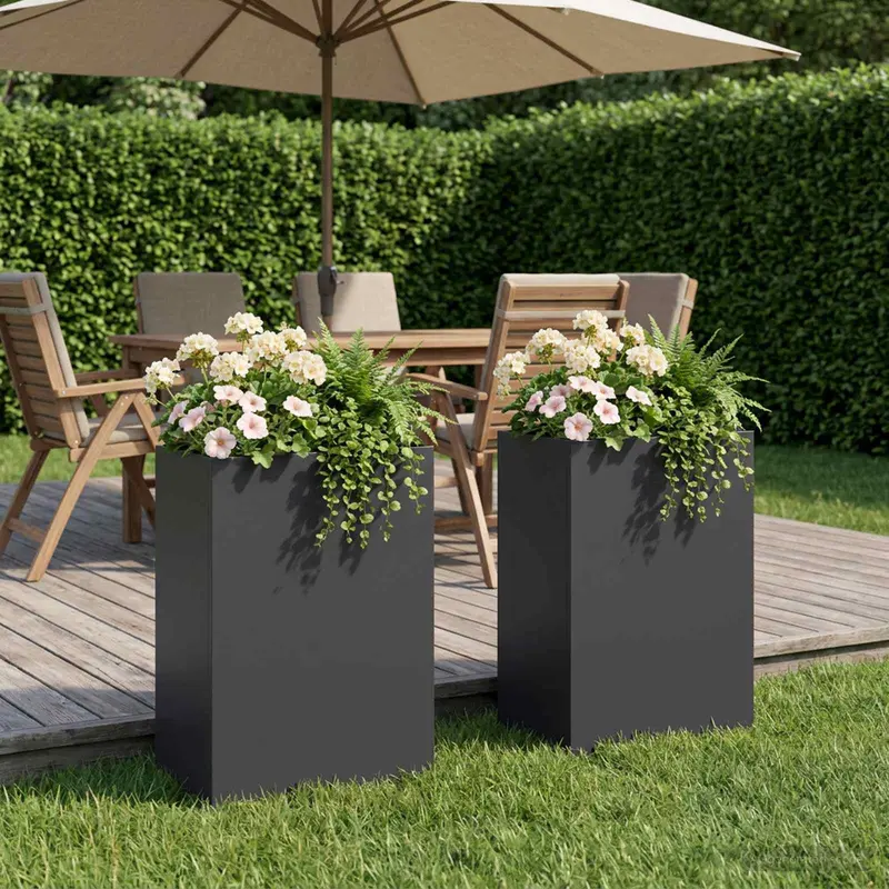 Vidaxl plantenbak 2 st zwart 50 x 40 x 75 cm koudgewalst staal