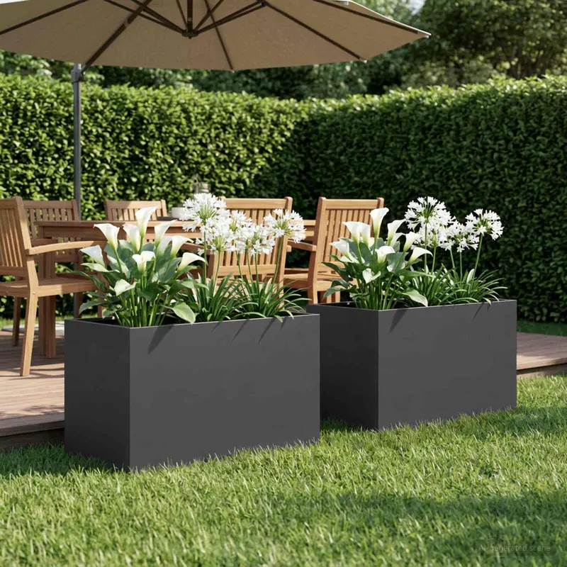 Vidaxl plantenbak 2 st zwart 60 x 40 x 40 cm koudgewalst staal
