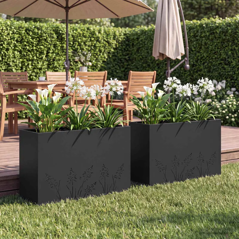 Vidaxl plantenbak 2 st zwart 80 x 20 x 49 cm koudgewalst staal