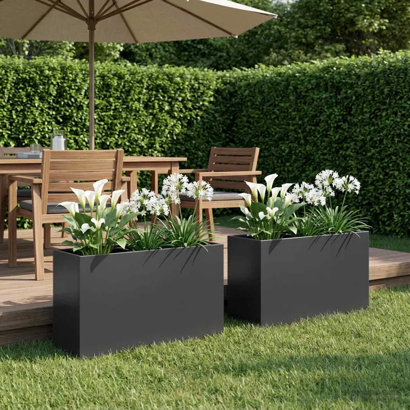 Vidaxl plantenbak 2 st zwart 80 x 40 x 50 cm koudgewalst staal