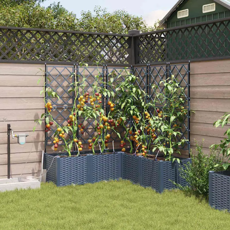 Vidaxl plantenbak 3 st grijs 80 x 80 x 143 cm pp