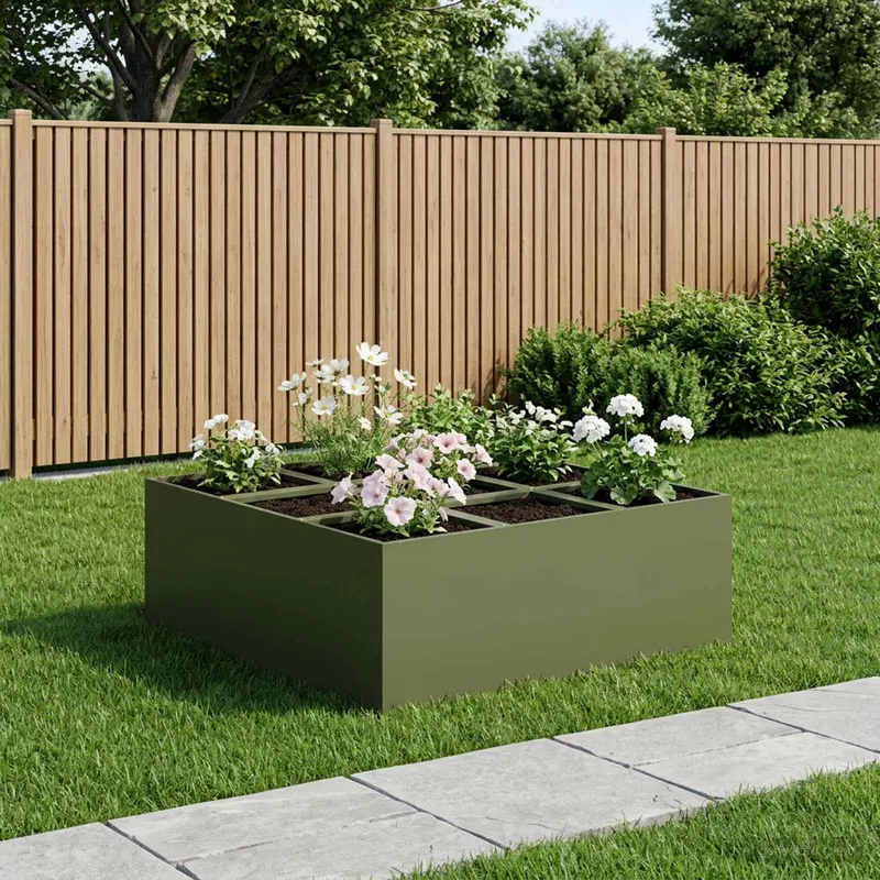 Vidaxl plantenbak olijfgroen 100 x 100 x 50 cm koudgewalst staal