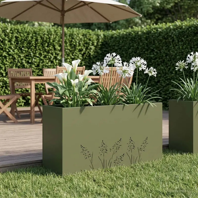 Vidaxl plantenbak olijfgroen 100 x 30 x 49 cm koudgewalst staal