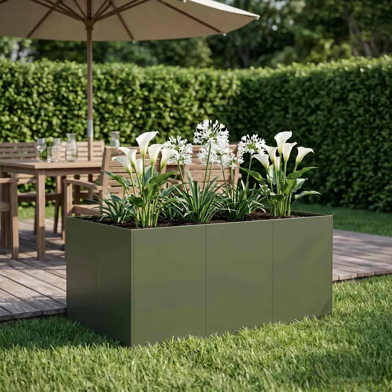 Vidaxl plantenbak olijfgroen 120 x 80 x 60 cm koudgewalst staal