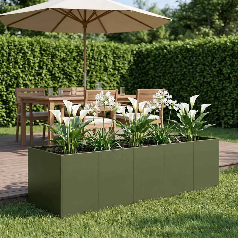 Vidaxl plantenbak olijfgroen 200 x 80 x 60 cm koudgewalst staal