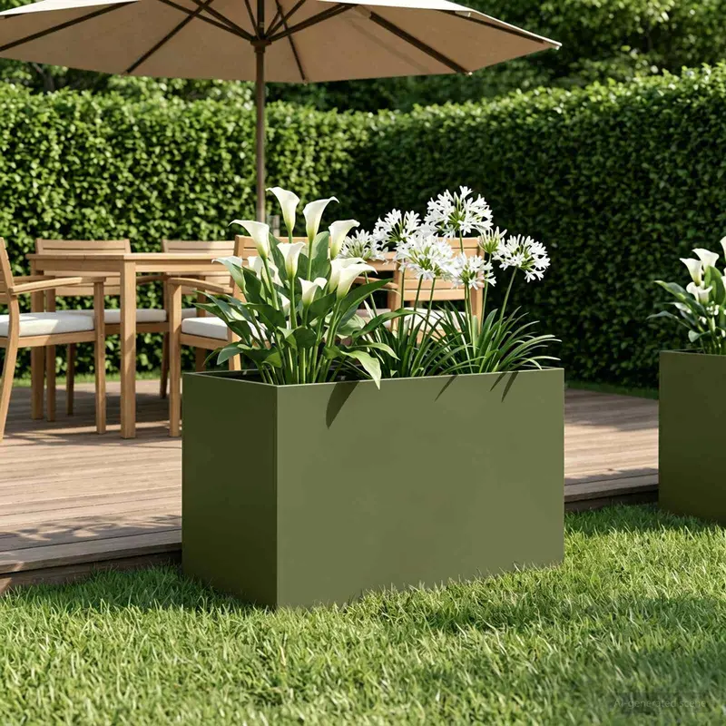 Vidaxl plantenbak olijfgroen 50 x 40 x 40 cm koudgewalst staal
