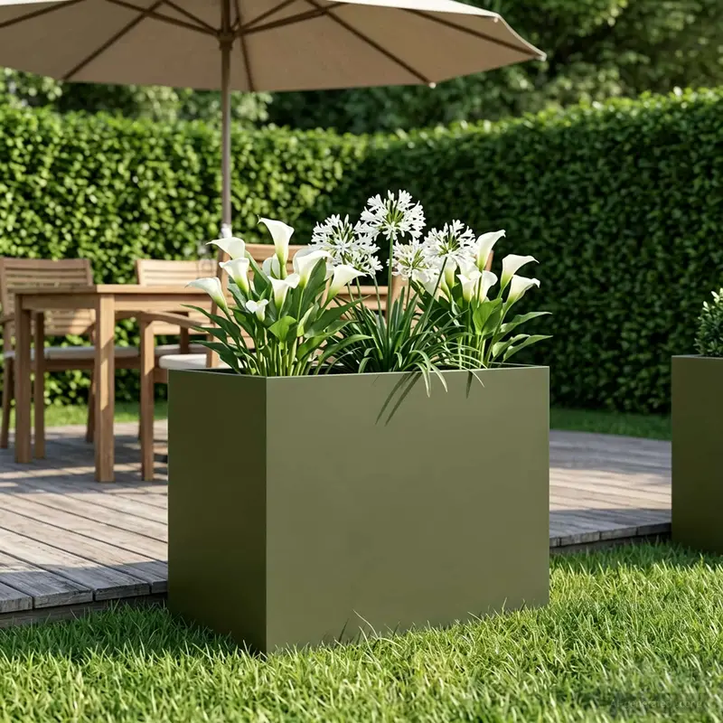 Vidaxl plantenbak olijfgroen 50 x 40 x 50 cm koudgewalst staal