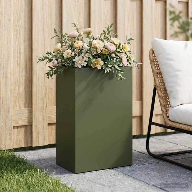 Vidaxl plantenbak olijfgroen 50 x 40 x 75 cm koudgewalst staal