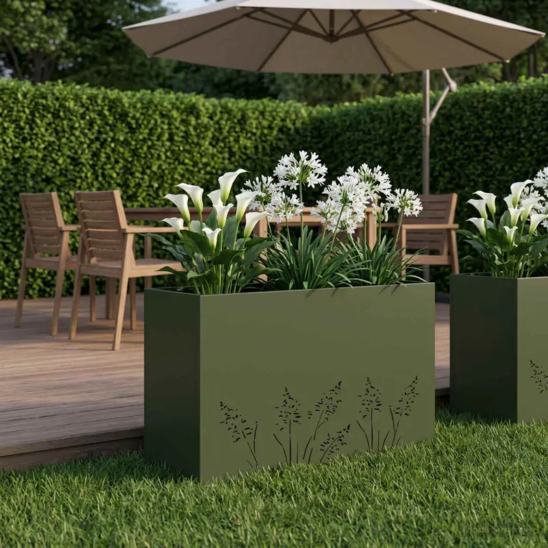 Vidaxl plantenbak olijfgroen 80 x 20 x 49 cm koudgewalst staal
