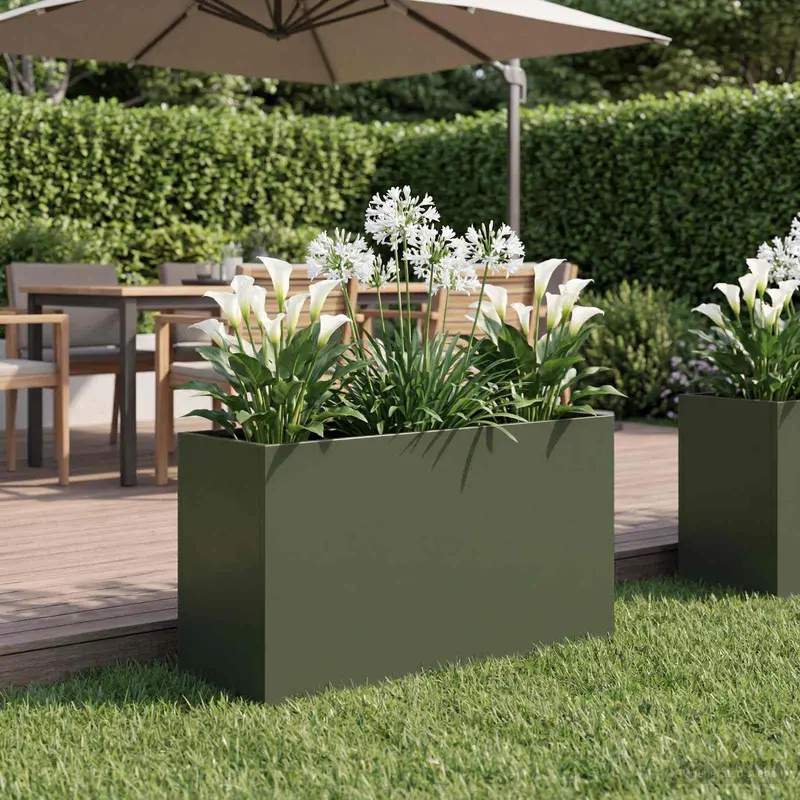 Vidaxl plantenbak olijfgroen 80 x 40 x 50 cm koudgewalst staal