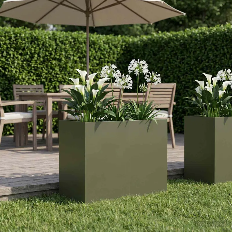 Vidaxl plantenbak olijfgroen 80 x 40 x 60 cm koudgewalst staal