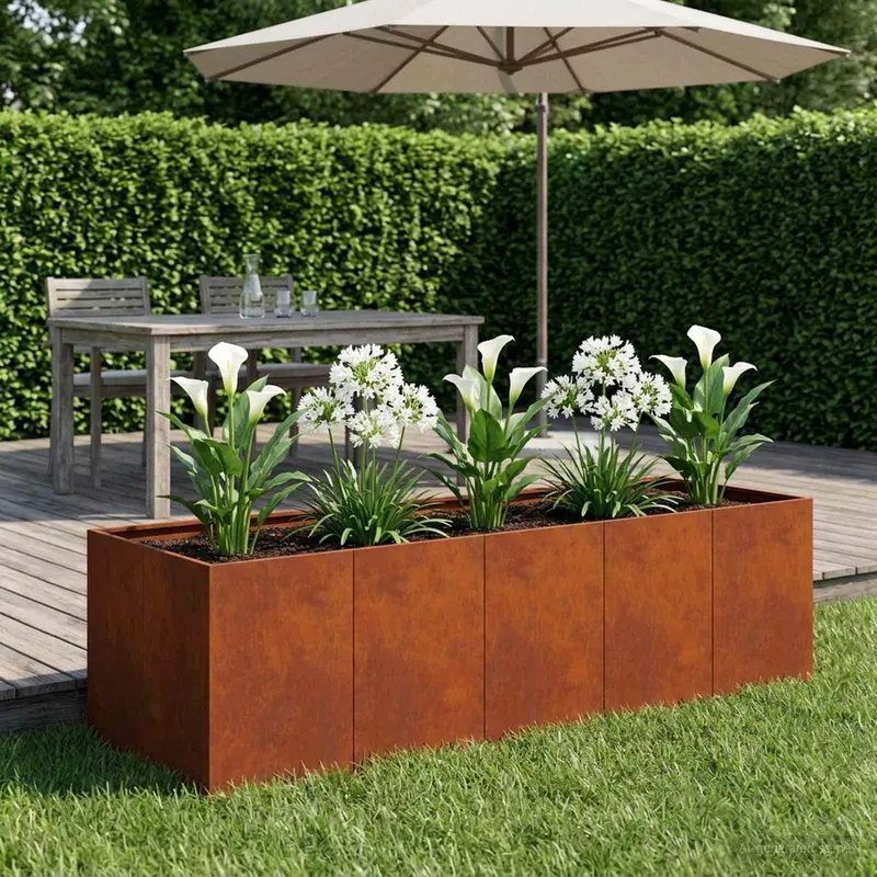 Vidaxl plantenbak roestkleurig 200 x 80 x 60 cm weervast staal