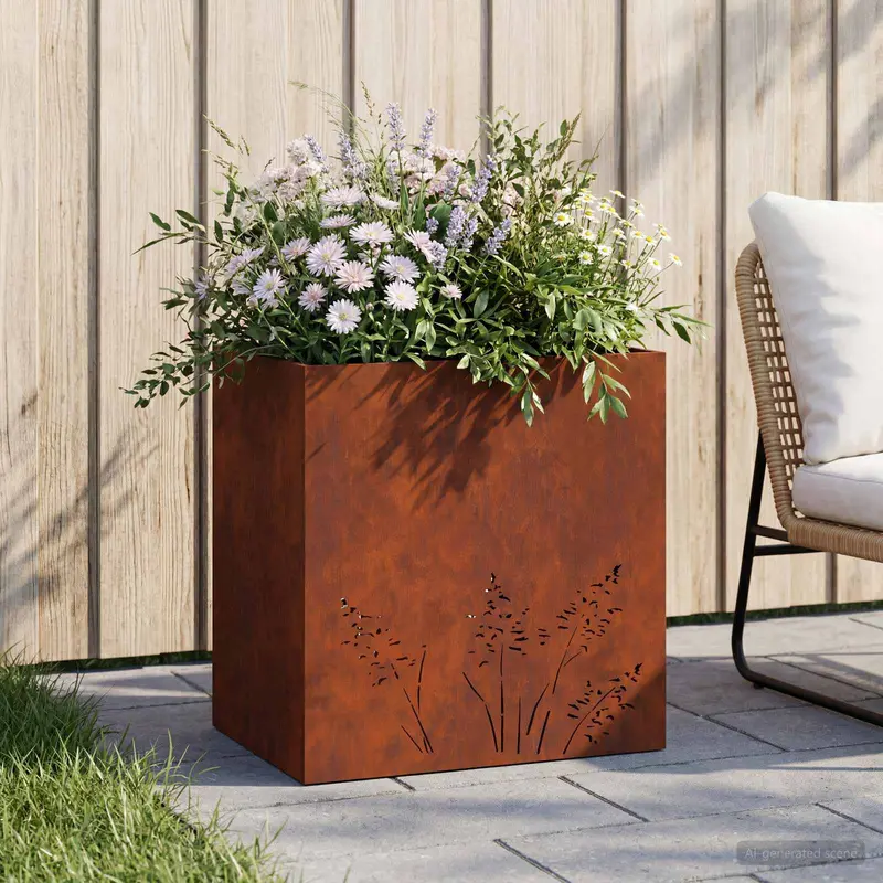 Vidaxl plantenbak roestkleurig 50 x 30 x 49 cm weervast staal