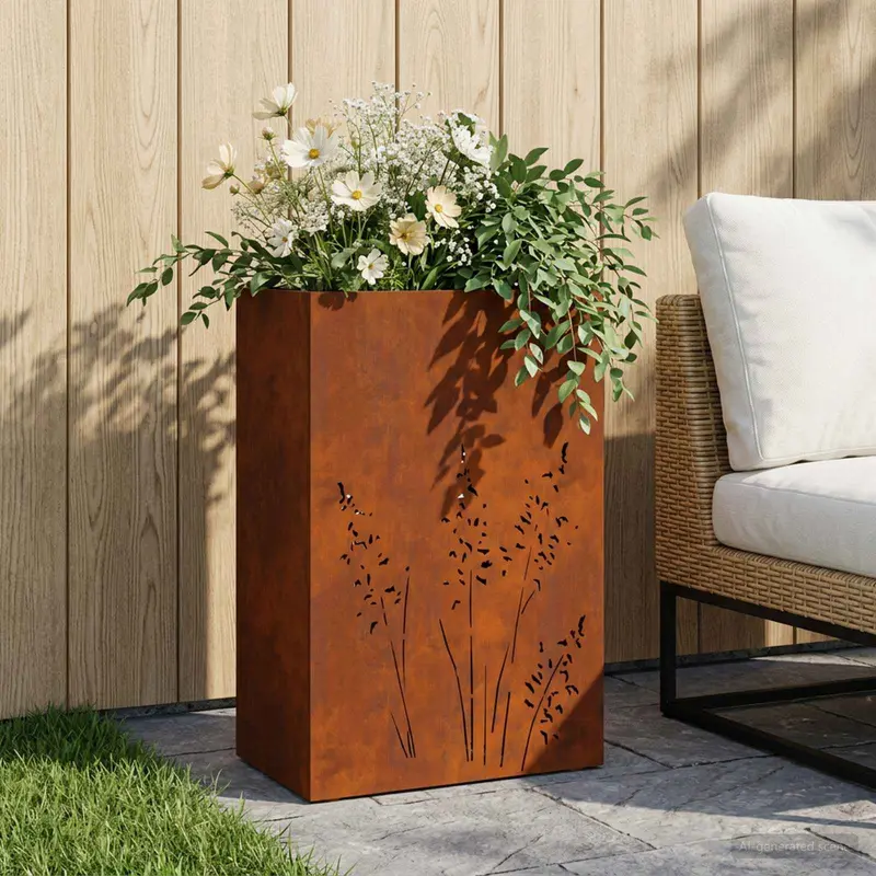 Vidaxl plantenbak roestkleurig 50 x 30 x 75 cm weervast staal