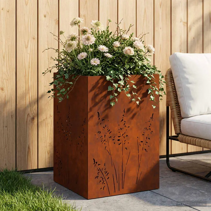 Vidaxl plantenbak roestkleurig 50 x 50 x 75 cm weervast staal