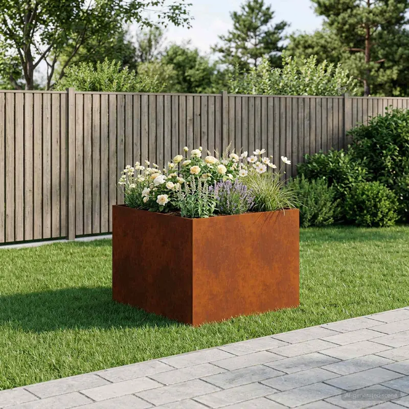 Vidaxl plantenbak roestkleurig 80 x 80 x 60 cm weervast staal
