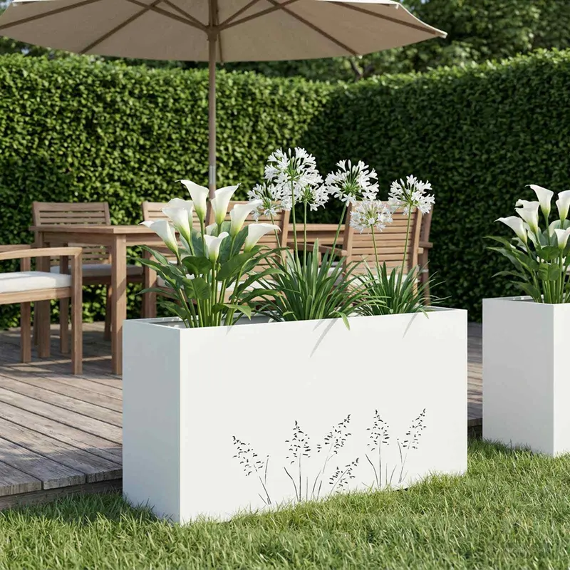Vidaxl plantenbak wit 100 x 30 x 49 cm koudgewalst staal