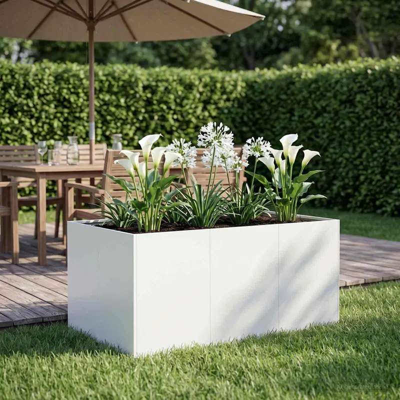 Vidaxl plantenbak wit 120 x 80 x 60 cm koudgewalst staal