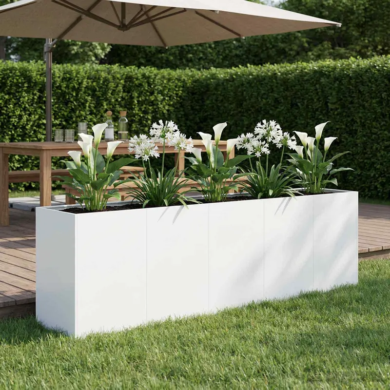 Vidaxl plantenbak wit 200 x 40 x 60 cm koudgewalst staal