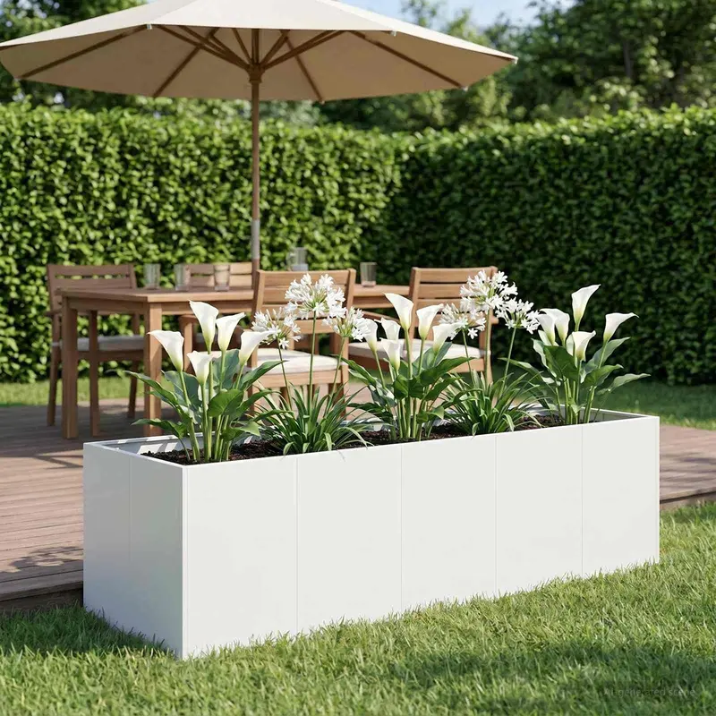 Vidaxl plantenbak wit 200 x 80 x 60 cm koudgewalst staal