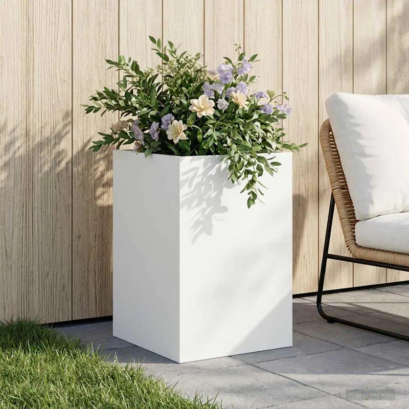 Vidaxl plantenbak wit 40 x 40 x 60 cm koudgewalst staal