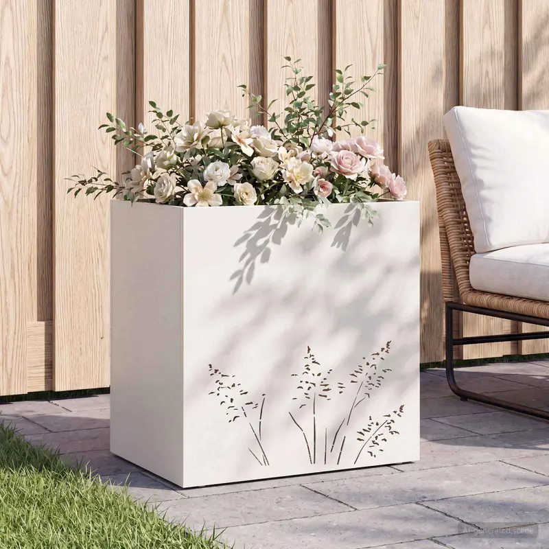 Vidaxl plantenbak wit 50 x 30 x 49 cm koudgewalst staal