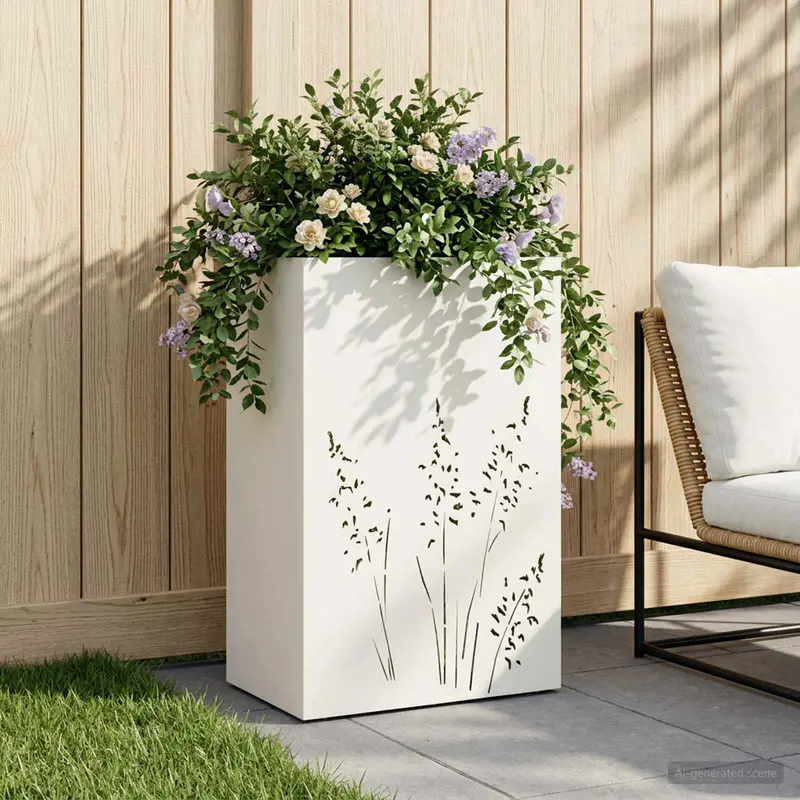 Vidaxl plantenbak wit 50 x 30 x 75 cm koudgewalst staal