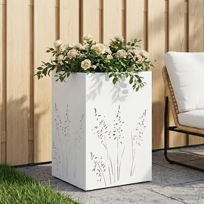 Vidaxl plantenbak wit 50 x 50 x 75 cm koudgewalst staal