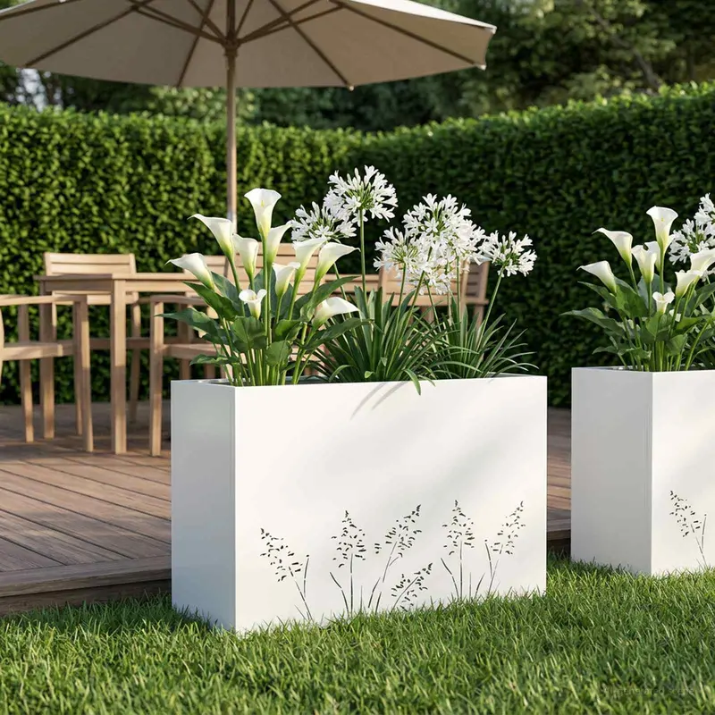 Vidaxl plantenbak wit 80 x 20 x 49 cm koudgewalst staal