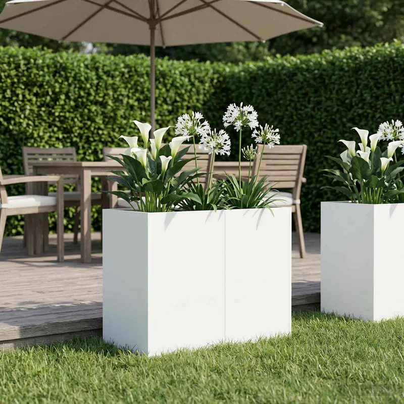 Vidaxl plantenbak wit 80 x 40 x 60 cm koudgewalst staal