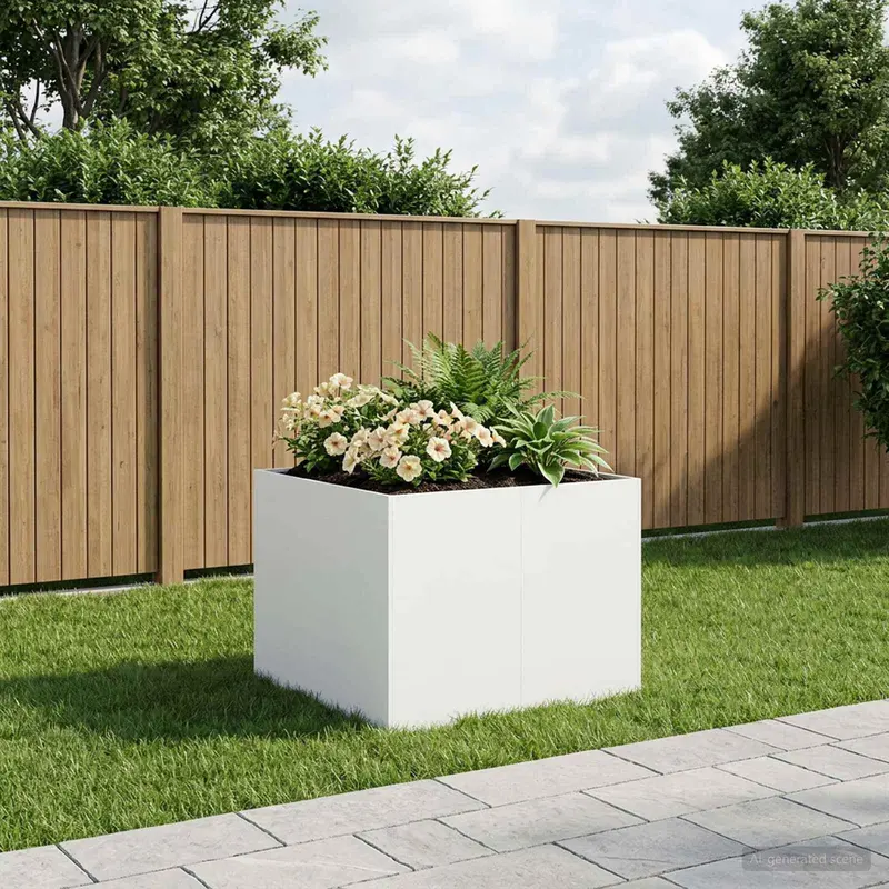 Vidaxl plantenbak wit 80 x 80 x 60 cm koudgewalst staal