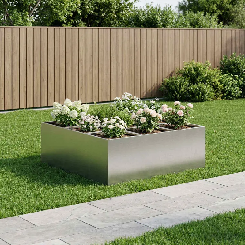 Vidaxl plantenbak zilver 100 x 100 x 20 cm roestvrij staal