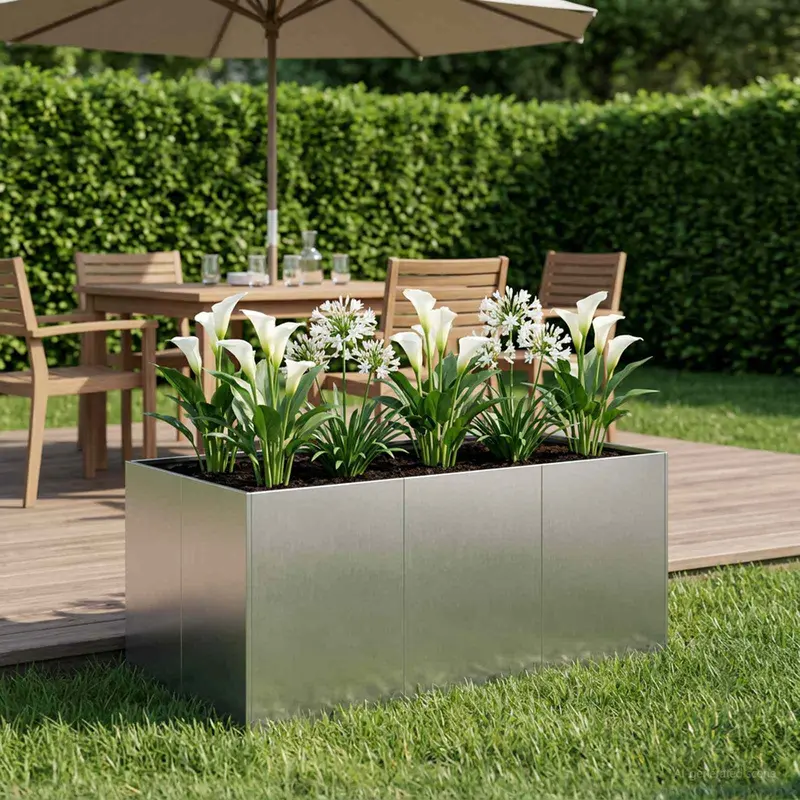 Vidaxl plantenbak zilver 120 x 80 x 60 cm roestvrij staal