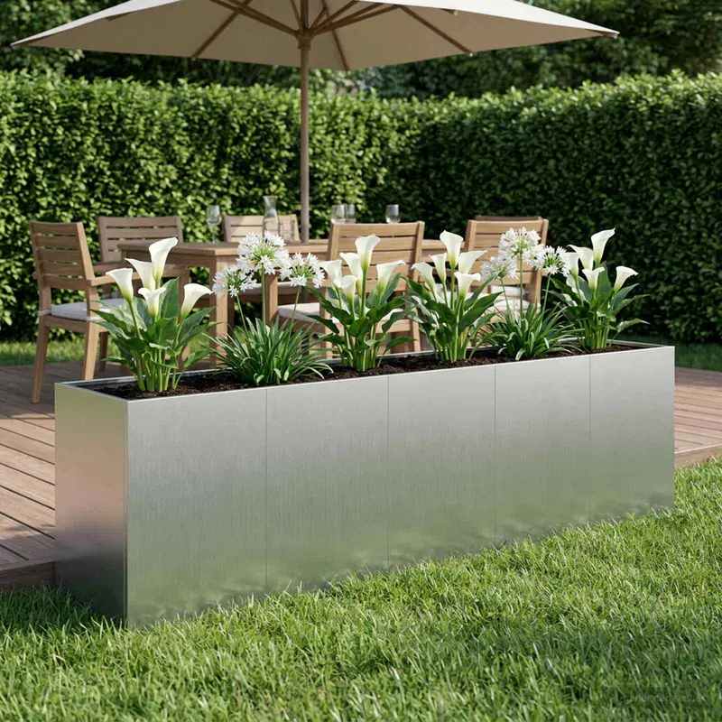 Vidaxl plantenbak zilver 200 x 40 x 60 cm gegalvaniseerd staal