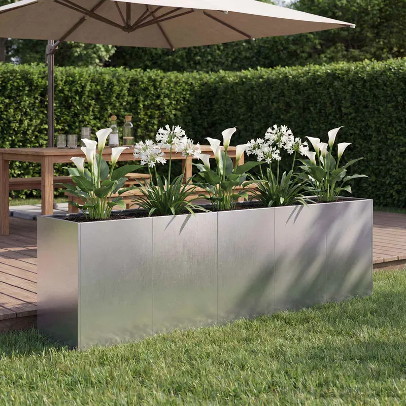Vidaxl plantenbak zilver 200 x 40 x 60 cm roestvrij staal